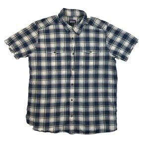 Patagonia Shirt Mens‎ XL Organic Cotton Short Sleeve Button Blue Plaid